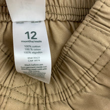 Load image into Gallery viewer, Boys Carter's, beige lightweight cotton pants, elasticated, EUC, size 12 months