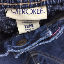 Load image into Gallery viewer, Girls Cherokee, dark denim jeans, elasticated waist, FUC, size 18 months