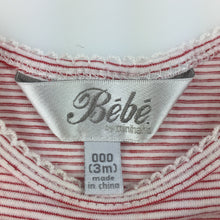 Load image into Gallery viewer, Girls Bebe by Minihaha, red & white stripe t-shirt / top, summer outfit, GUC, size 000