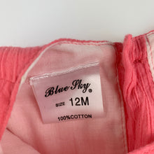 Load image into Gallery viewer, Girls Blue Sky, lined pink cotton formal / party dress, GUC, size 12 months