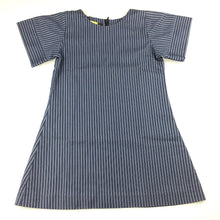 Load image into Gallery viewer, Girls Chalk n Cheese, blue, white stripe, cotton, back zip dress, GUC, size 4