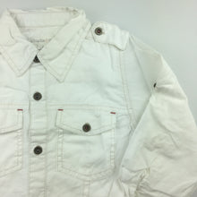 Load image into Gallery viewer, Boys Charlie & Me, white cotton shirt with button roll-tab sleeve, GUC, size 4