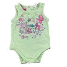 Load image into Gallery viewer, H+T green soft cotton singletsuit / romper, butterfly, size 0000, Pre-loved