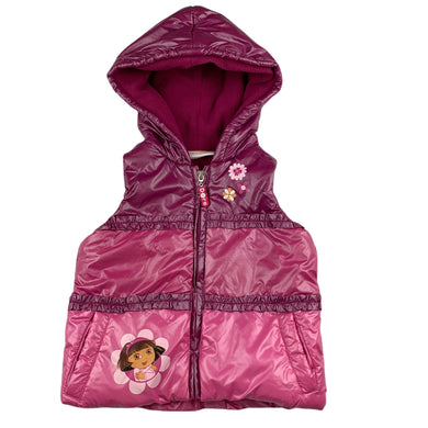 Nickelodeon Dora fleece lined hooded vest / jacket, size 2, Pre-loved