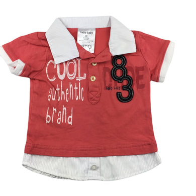 Baby Baby cotton t-shirt / top, collar, size 00, Pre-loved