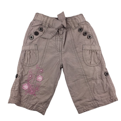 Matalan lined cotton cargo pants, embroidered, size 00, Pre-loved