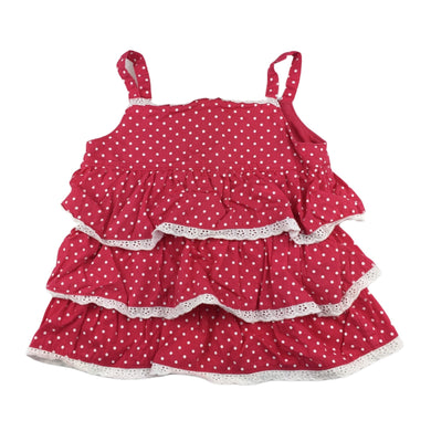 Sprout pink & white spot cotton party dress, size 0, Pre-loved