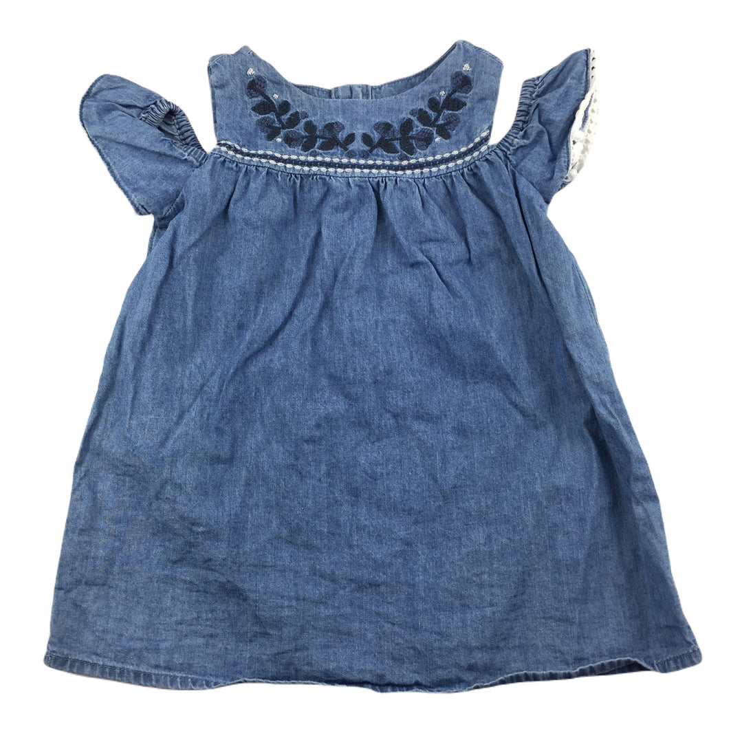 Dymples lightweight denim cold shoulder party dress, size 00, Pre-loved