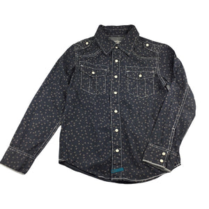 Wayne Jnr trendy long sleeve cotton shirt, size 9, Pre-loved