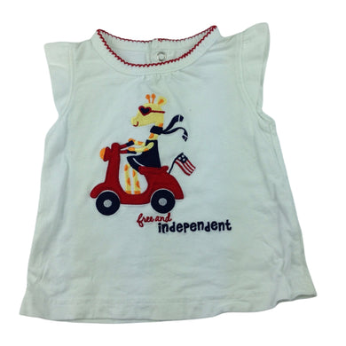 Carter's white cotton t-shirt / top / tee, giraffe, size 0, Pre-loved