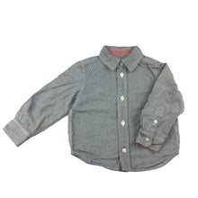 Load image into Gallery viewer, Bluezoo long sleeve cotton shirt, black &amp; white stripe, size 2, Pre-loved