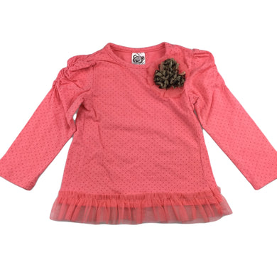 Target pink long sleeve t-shirt / top, tulle trim, size 1, Pre-loved