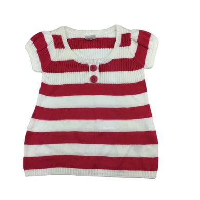 Pumpkin Patch pink & white stripe knit tunic top, size 1, Pre-loved