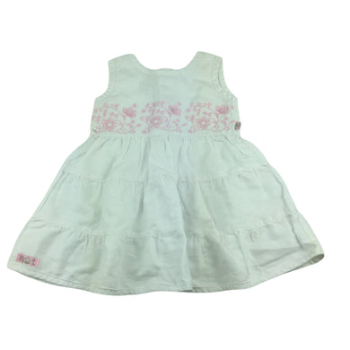 Max and Tilly cute white ramie / cotton embroidered dress, size 00, Pre-loved