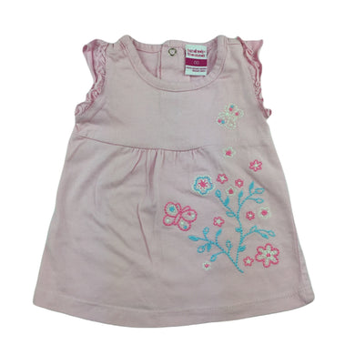 H+T pretty pink cotton embroidered top, size 00, Pre-loved