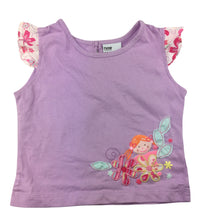 Load image into Gallery viewer, Now purple cotton flutter sleeve t-shirt / top, size 0, Pre-loved