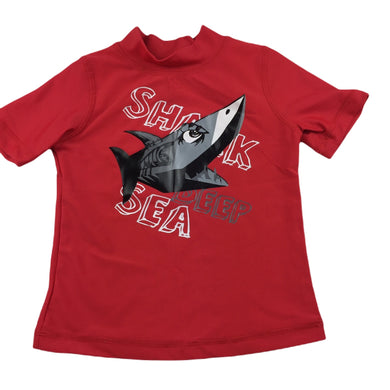Tilt red short sleeve rashie / swim top, shark, size 0, Pre-loved