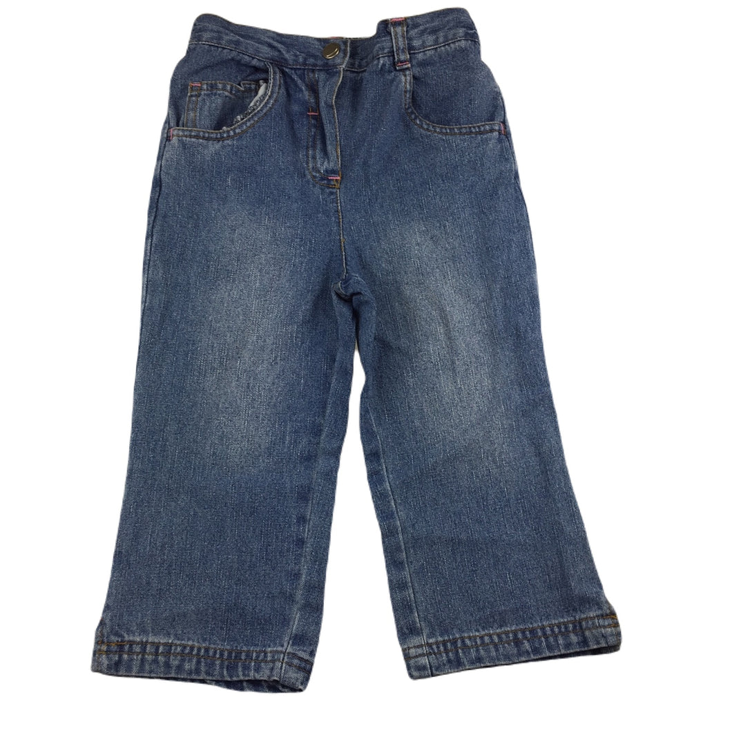 H+T blue denim jeans, elasticated, size 2, Pre-loved