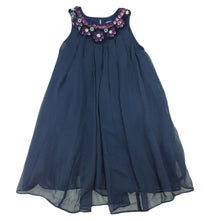 Load image into Gallery viewer, Fresh Baked navy swing party dress, sequins &amp; beads, size 4, Pre-loved