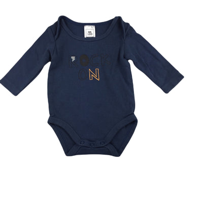 Kids & Co blue cotton long sleeve bodysuit / romper, size 000, Pre-loved