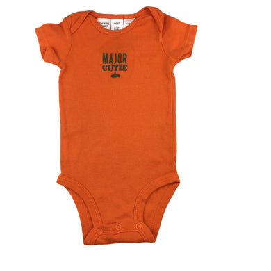 Carter's orange soft cotton bodysuit / romper, size 000, Pre-loved
