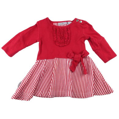 SOOKI baby red & white cotton party dress, size 00, Pre-loved