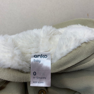 unisex Anko, thick fleece lined hooded sweater, EUC, size 0,  