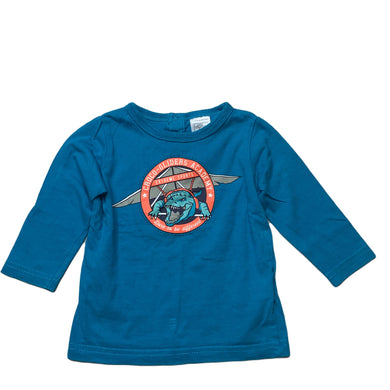 Boys Charlie & Me, cotton long sleeve t-shirt / top, crocodile, GUC, size 0,  