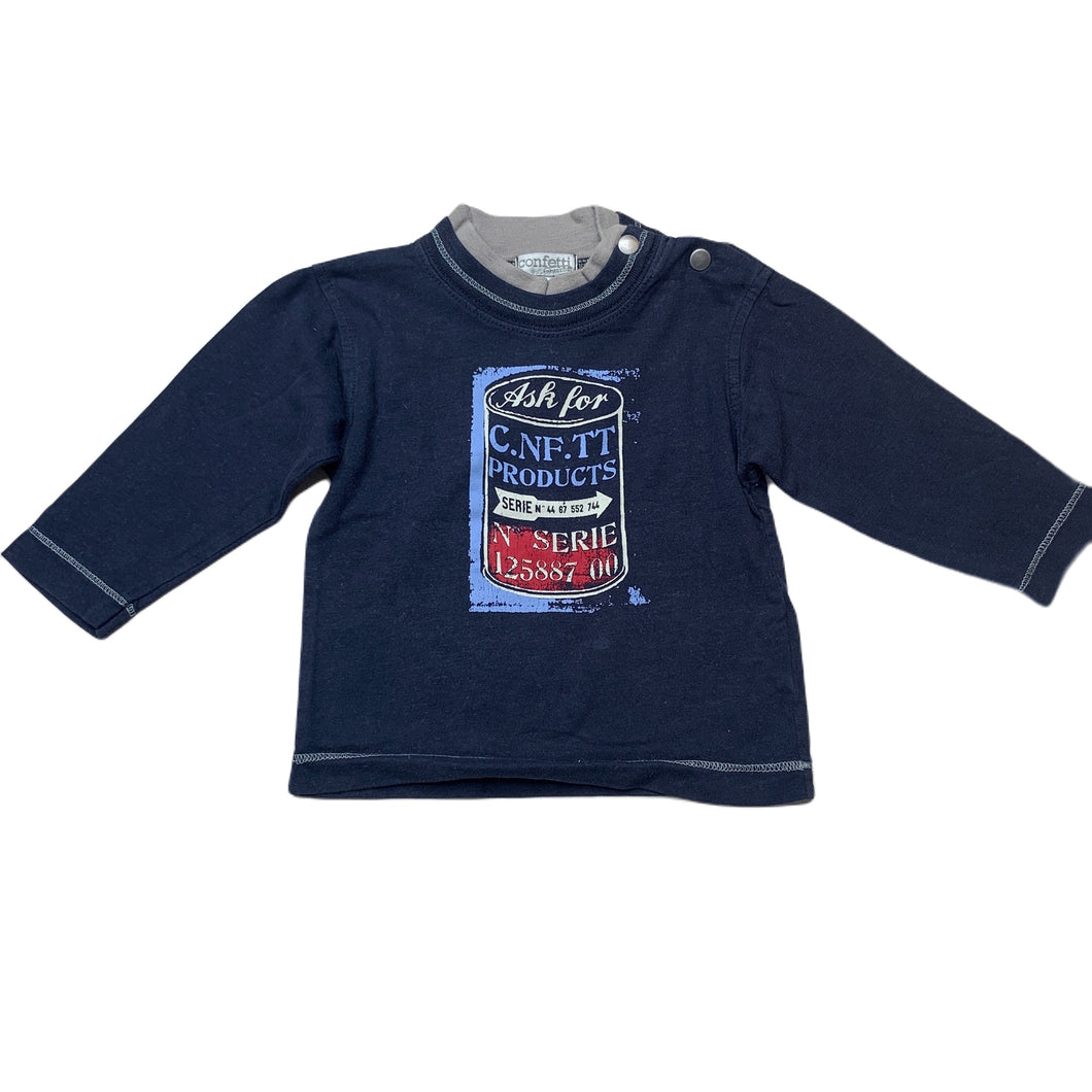 Boys Confetti, navy cotton long sleeve t-shirt / top, GUC, size 6 months,  