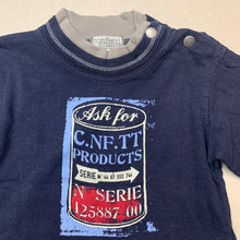 Load image into Gallery viewer, Boys Confetti, navy cotton long sleeve t-shirt / top, GUC, size 6 months,  