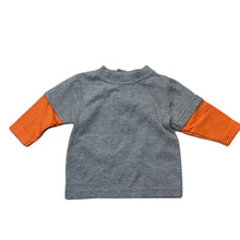 Load image into Gallery viewer, Boys Baby Baby, grey &amp; orange long sleeve t-shirt / top, EUC, size 0000,  