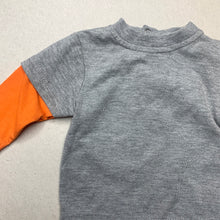 Load image into Gallery viewer, Boys Baby Baby, grey &amp; orange long sleeve t-shirt / top, EUC, size 0000,  
