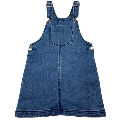 Girls Anko, stretch denim overalls dress / pinafore, GUC, size 6, L: 59cm