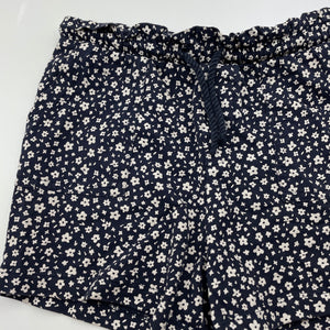 Girls Target, navy floral cotton shorts, elasticated, EUC, size 7,  