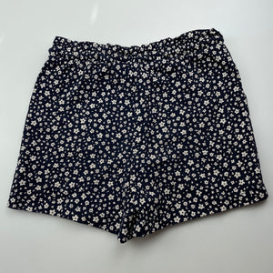 Girls Target, navy floral cotton shorts, elasticated, EUC, size 7,  