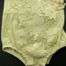 Load image into Gallery viewer, Girls Baby Baby, yellow floral lace romper, EUC, size 2,  
