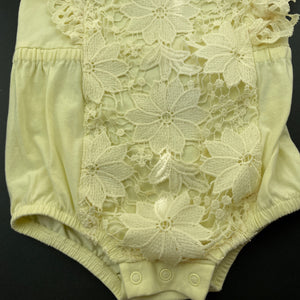 Girls Baby Baby, yellow floral lace romper, EUC, size 2,  