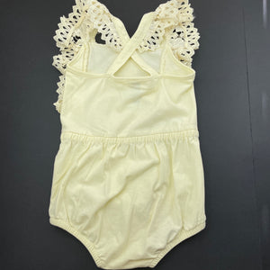 Girls Baby Baby, yellow floral lace romper, EUC, size 2,  