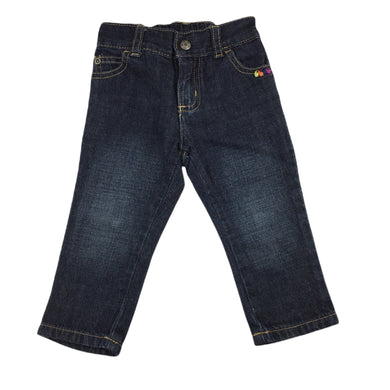 Carter's dark denim embroidered jeans, elasticated, size 1, Pre-loved