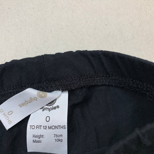 Girls Dymples, black leggings / bottoms, elasticated, EUC, size 0,  