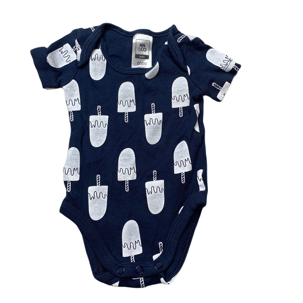 unisex Kids & Co, navy cotton bodysuit / romper, EUC, size 0000,  