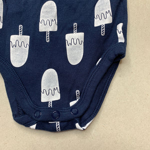 unisex Kids & Co, navy cotton bodysuit / romper, EUC, size 0000,  
