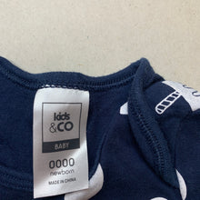 Load image into Gallery viewer, unisex Kids &amp; Co, navy cotton bodysuit / romper, EUC, size 0000,  