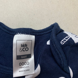 unisex Kids & Co, navy cotton bodysuit / romper, EUC, size 0000,  