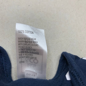 unisex Kids & Co, navy cotton bodysuit / romper, EUC, size 0000,  