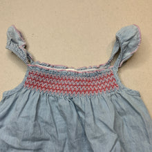 Load image into Gallery viewer, Girls Dymples, chambray cotton romper, FUC, size 000,  