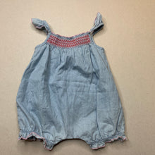 Load image into Gallery viewer, Girls Dymples, chambray cotton romper, FUC, size 000,  