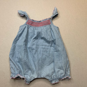 Girls Dymples, chambray cotton romper, FUC, size 000,  
