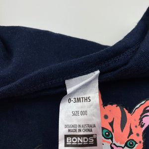 unisex Bonds, navy cotton long sleeve top, GUC, size 000,  