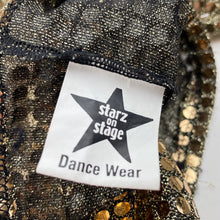 Load image into Gallery viewer, Girls Starz on Stage, gold shiny dance top, GUC, size 12,  